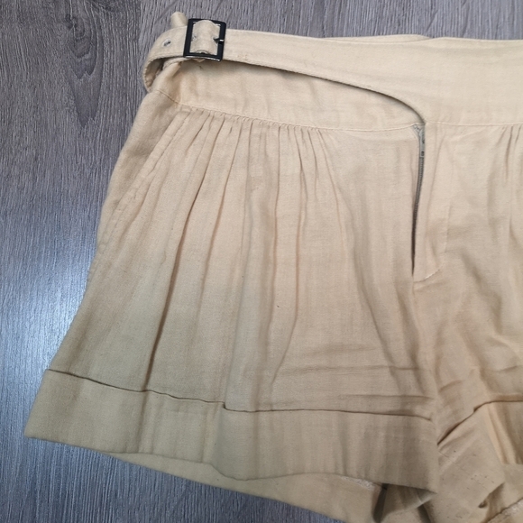 Y2K Vintage Rachel Roy Boho Double Belted Low Slung Pleated Linen Trouser Shorts - Picture 4 of 4
